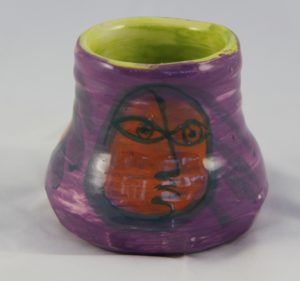Deborah D Halpern “small glazed vessel with faces”